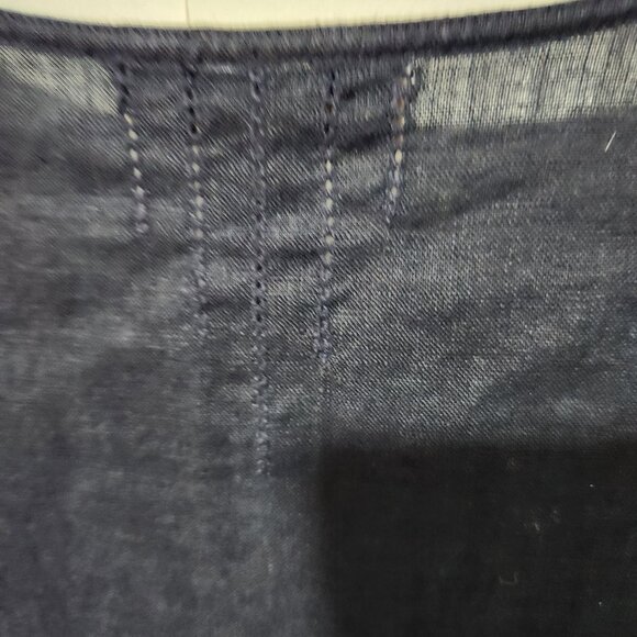 Amanda Smith Navy Blue V-Neck 3/4 Sleeve 100% Linen Blouse Top Tunic Large - Picture 6 of 7